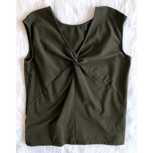 BANANA REPUBLIC Dark Green Tank Top Twist-Back - Picture 1 of 4